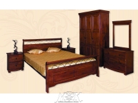 Кристи. Спальня (Кровать (160см)  2 тумбы  комод  шкаф -3-х дверный) (цвет: Rose Oak)