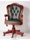 CHO-002. Smaller Alvaro office chair Кресло офисное (массив кр. д.  кожа GREEN) ANTIQUE (вишня)  61*58*113 см