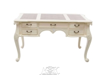 MK-DSK01. Small Alvaro desk письменный стол (массив красного дерева) IVORY (слон. кость) БЕЖ. ЭКОКОЖА  140*76*80 см